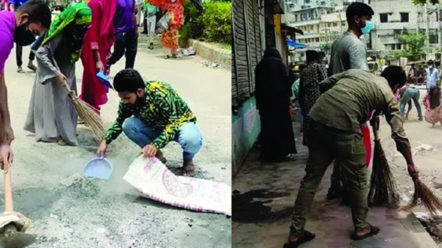 রাজশাহী নগরীর ধ্বংসস্তুপ পরিস্কার করলো শিক্ষার্থীরা - দৈনিকশিক্ষা